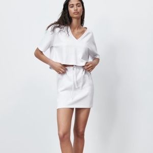 ZARA MINI SKIRT WITH DRAWSTRING WHITE